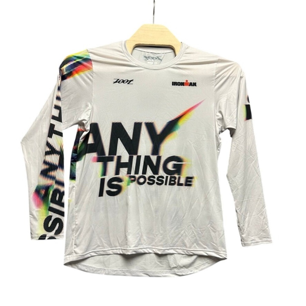 Zoot Ironman Mens White Anything Is Possible Long Sleeve Performance Shirt M